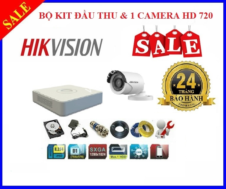 Lắp đặt trọn gói bộ 1 camera HIKVISION HD TVI 1.0M